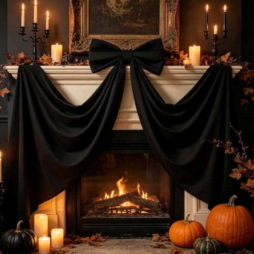 Giant 48x24 Inch Black Holiday Bow - Halloween & Christmas Tree Topper
