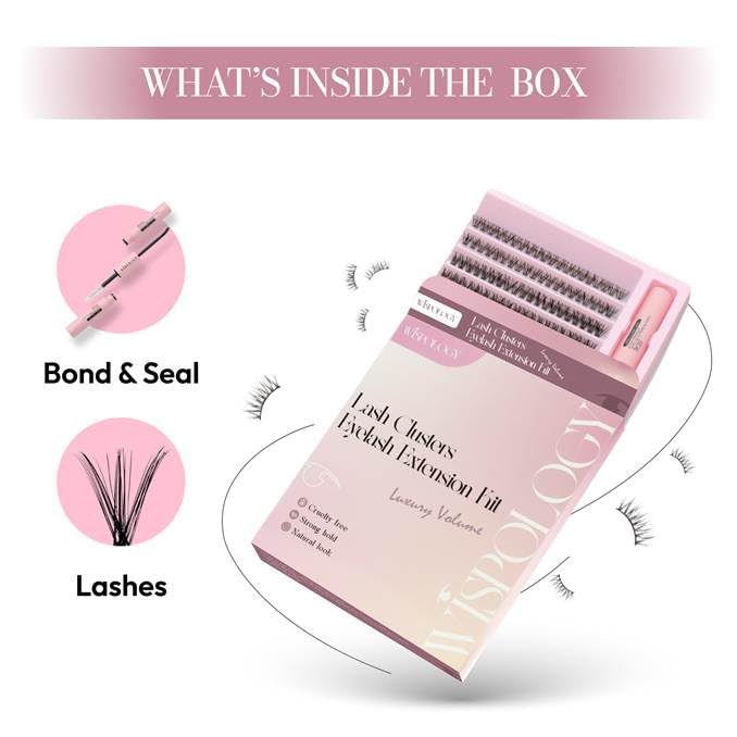 D Curl Lash Clusters Kit - 200 Pieces DIY Eyelash Extension Set with 8-16mm Lengths
