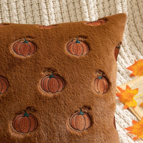 MIULEE Fall Pumpkin Pillow Covers 18x18 Pack of 2 - Rust Autumn Decor