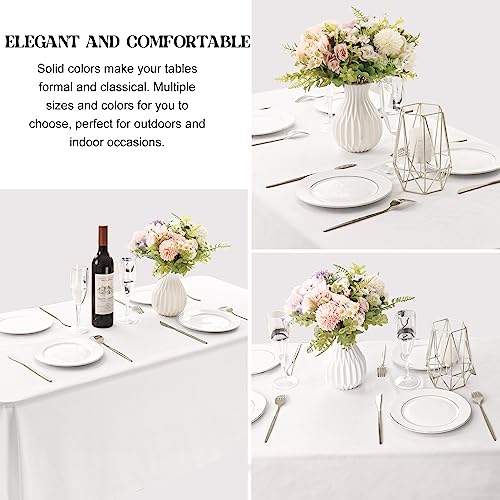 Rectangle White Table Cloth 6 Pack 60x102 Inch Washable Polyester for Wedding Parties