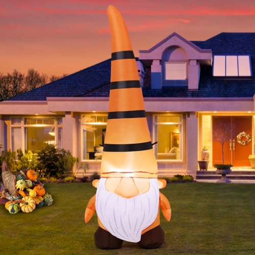 5Ft Thanksgiving Gnome Inflatable Yard Decoration with LED Lights