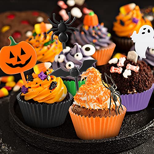 Halloween Cupcake Toppers & Baking Cups Set - 150 Pieces Kids Party Decorations