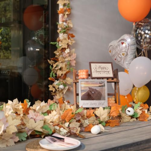 54Ft 9-Pack Fall Leaf Garland with Lights - Battery Operated Autumn Decor