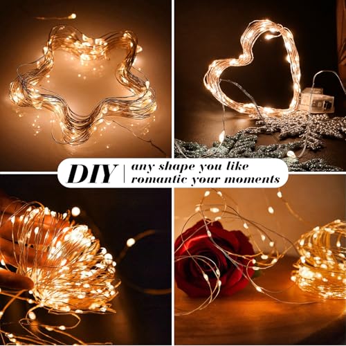 Battery Operated Fairy Lights 7ft 20 Mini LEDs Silver Wire - Orange, 100 Pack - DIY, Party, Wedding, Holiday Decor