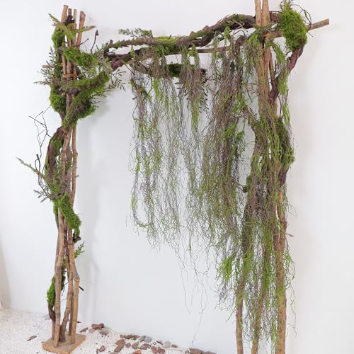78-Inch Bendable Fake Tree Trunk with Moss and Green Leaves Wall Hanging
