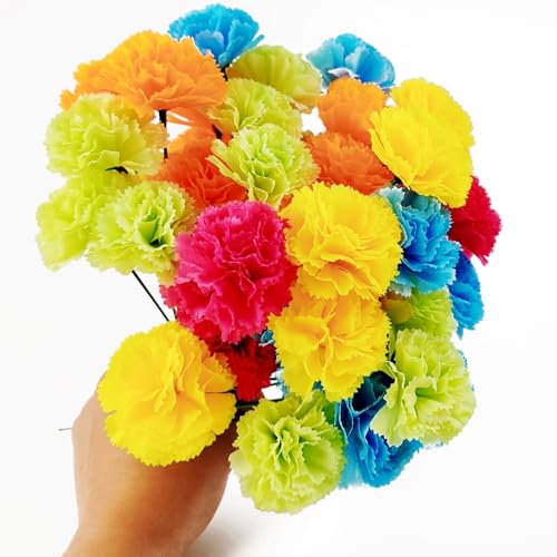 Artificial Marigold Flower Heads Set - 50 Pieces, 5 Colors, 5.9" Length, 2.36" Width - DIY Garland & Festival Decor