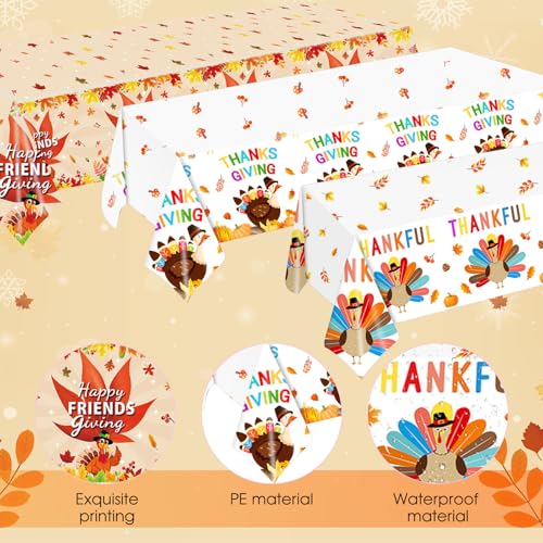 Thanksgiving Tablecloth 3 Pack 54x108 Inches Fall Plastic Disposable Table Covers - Thanksgiving Party Decorations - Thanksgiving Tablecloth Variation of THIS listing