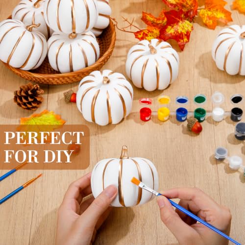 Artificial Pumpkins Fall Decor Foam 4 Inch - White & Gold, 24 Pack