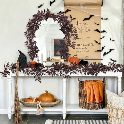 Artificial Fall Leaves Garland - 6ft Autumn Decor with Brown Variation