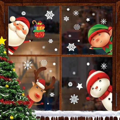 Christmas Snowflake Window Stickers - Holiday Decorations for Glass & Windows