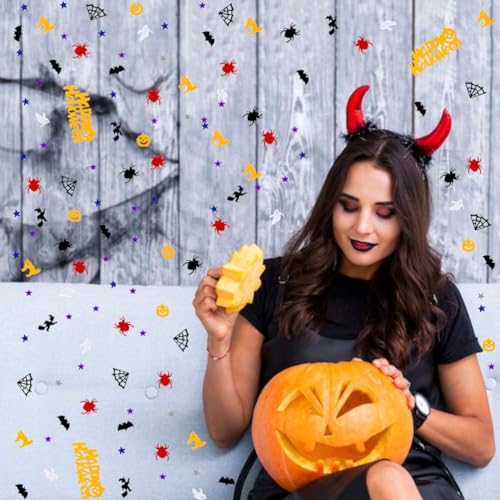 Multicolor Halloween Confetti Set Ghost Pumpkin Spider Bats Witches Table Scatter