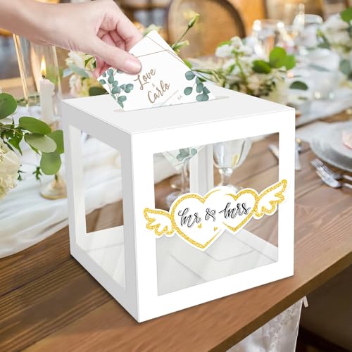 White Card Box Transparent Wedding Gift Card Box with 6 Cards - Variation of THIS listing