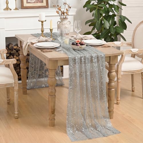 Horaldaily Grey Silver Rectangular Tablecloth 60x120 Inch for Home Dining