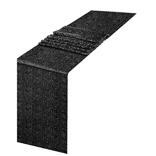 Black Sequin Table Runner for Party - 12 x 72 Inch, 1 Pack