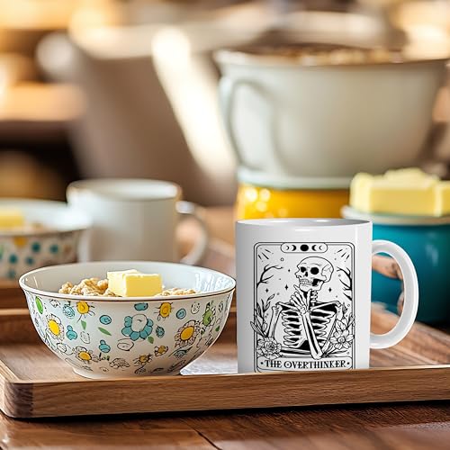 Skull Skeleton Mug - Gothic Coffee Cup for Goth Decor & Gift - 11oz White Ceramic