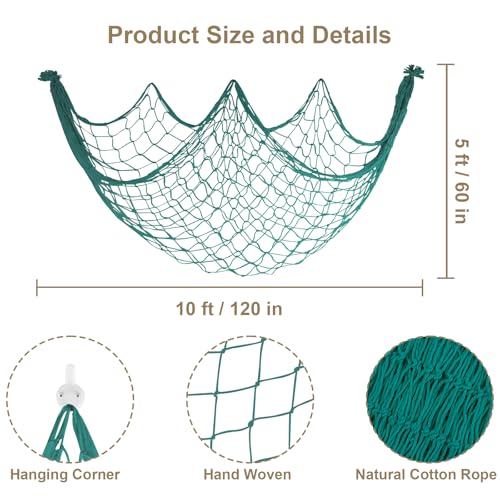 X-Large 10x5 Feet Aqua Fish Net for Party & Home Decor - 2 Pack