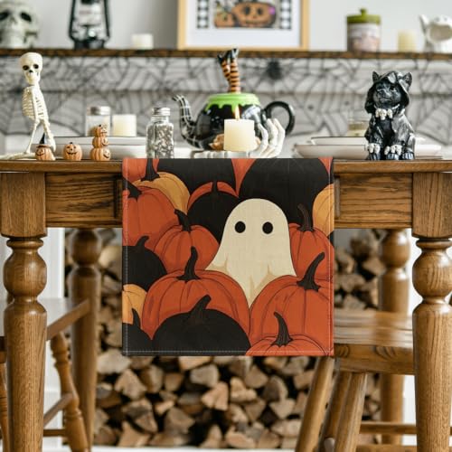 Halloween Table Runner 13x108 Inch Orange Polyester Home Party Decor - Variation of THIS listing