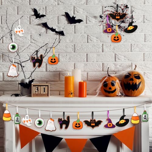 Halloween Felt Ornaments Set - 20pcs 3.15-inch Tree Decorations for Spooky Decor