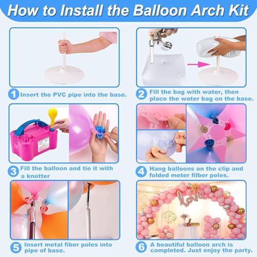 Balloon Arch Kit with Pump - 10FT Wide, 9FT Adjustable Stand for Weddings & Parties