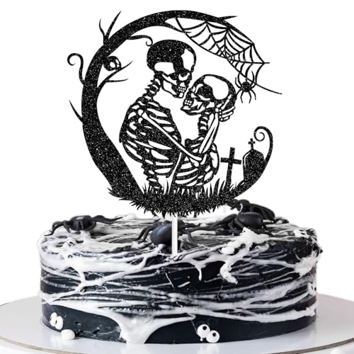 Gothic Skull Wedding Cake Topper for Halloween & Anniversary Celebrations