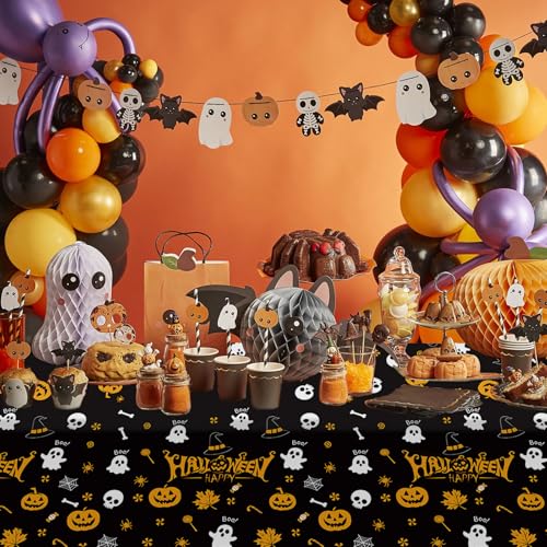 Halloween Disposable Plastic Tablecloth Rectangle 3 Pack - Spooky Design