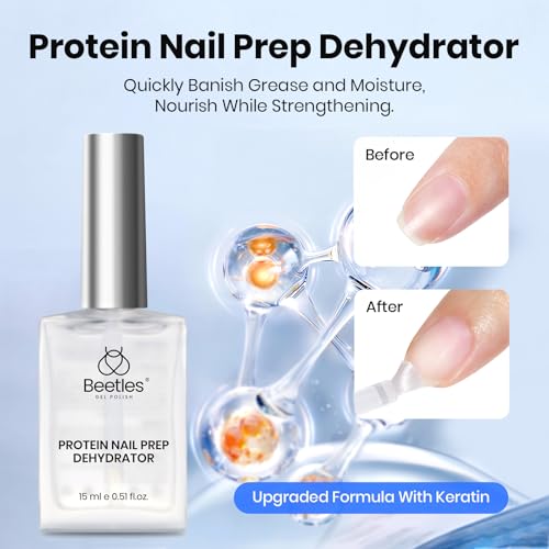 Beetles Gel Nail Base and Top Coat Set with Dehydrator & Primer - E-Clear 4Pcs 15ml