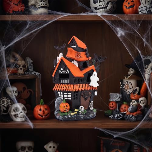 Halloween Haunted Village Decor LED Resin Spooky Town Black