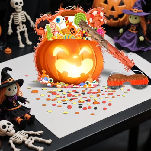 Halloween Pumpkin Piñata with Stick - 36.5 Inch Party Decorations