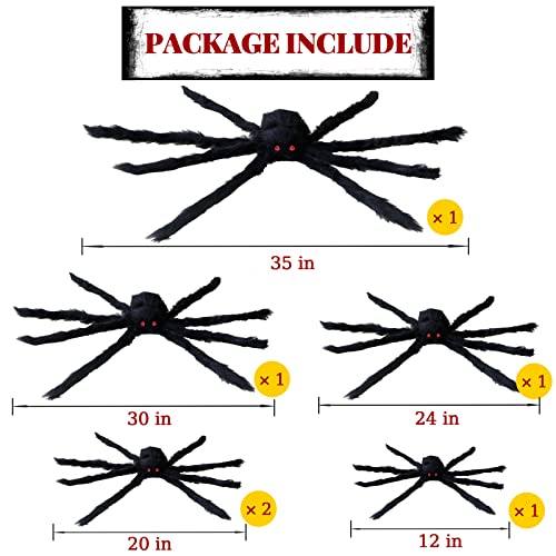 6 Pack Large Halloween Spider Decorations - Outdoor & Indoor Spiders with Realistic Appearance