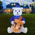 4ft Outdoor Inflatable Hanukkah Polar Bear with LED Lights and Stakes