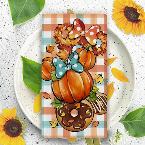 Fall Pumpkin Kitchen Dish Towels Set of 2 - Autumn Farmhouse Decor