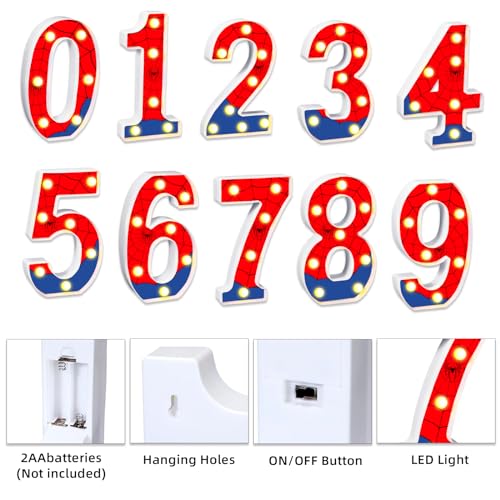 Spider Birthday Party Decoration - 5th LED Number Lights for Kids Party