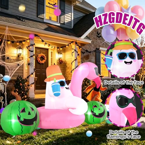 6FT Elf Flamingo Swimming Ring with LED Lights - Outdoor Inflatable Decoration