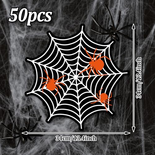 Halloween Spider Web Paper Placemats - Disposable Table Mats for Dining & Parties, 50 Pack, 13.4 Inch