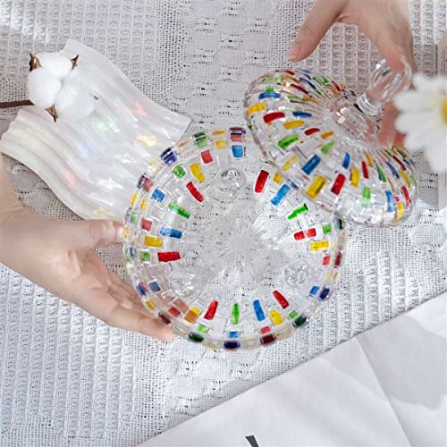 Large Hand Painted Colorful Crystal Glass Candy Jar with Lid - 24 oz Storage Container