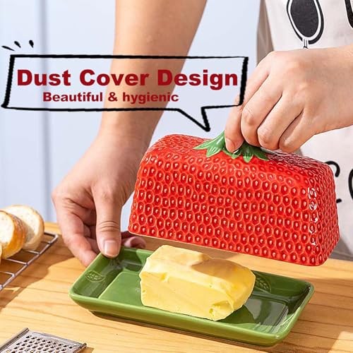 Red Pumpkin Shaped Butter Dish Set with Lid - Kitchen Decor & Holiday Gift