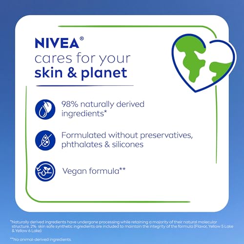 NIVEA Mango Lip Care, Vegan Lip Balm Pack with Shea Butter, Nourishing Oils and Vitamin C & E, 3-in-1 Moisturize, Repair and Protect, 0.17 Oz Stick, Pack of 4