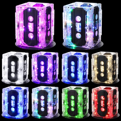 80s Party Decorations Cassette Tape Centerpieces Set with LED Lights