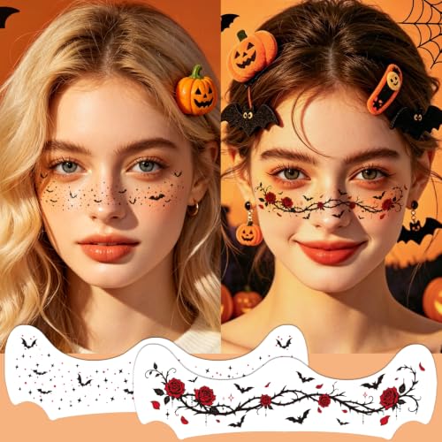 Halloween Face Stickers Black - 28 Sheets Kids & Adults Spooky Makeup Accessories