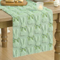 Sage Green Faux Fur Bunny Bow Table Runner 13x72 Inch Easter Spring Decor