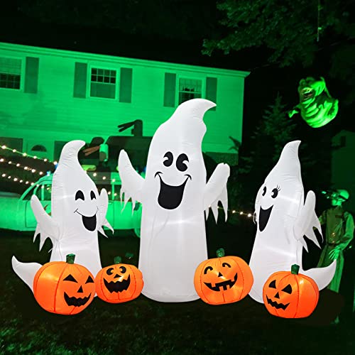 7FT Halloween Inflatable Ghosts & Pumpkins Set with LED Lights for Yard & Garden Decor