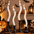 Ghost Taper Candles - 8 Inch Twisted Halloween Candles, 4 Pack with Ghost Faces