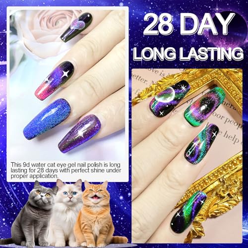 Cat Eye Gel Nail Polish Set - Hema-Free 9D Magnetic & Chameleon Effects
