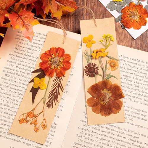 Fall Dried Pressed Flowers Leaves with Tweezers - 140 Pcs Autumn DIY Crafts & Decorations - Variation of Fall 140pcs