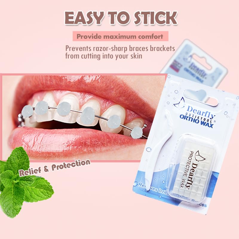 Orthodontic Wax for Braces & Aligners - 4 Pack with Storage Case & Applicator Tools - Unscented & Flavorless