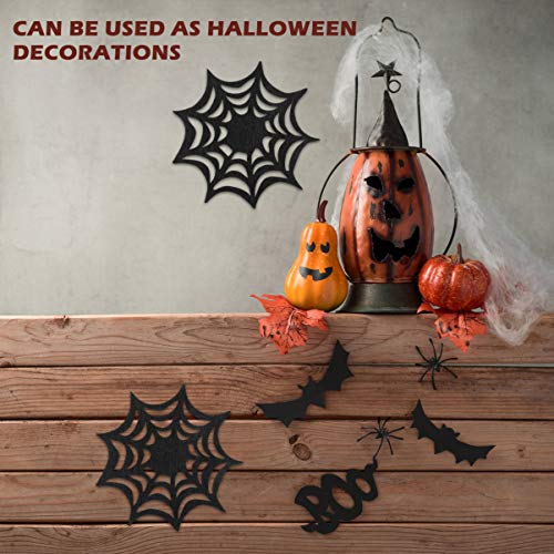 Halloween Spider Web Coasters Set - Black Cobweb Placemat Decorative Tableware (10pcs)