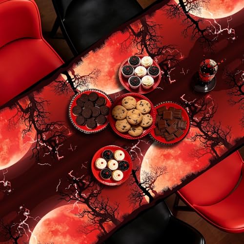 3-Pack Stranger Theme Birthday Party Tablecloths - Red & Black Waterproof Plastic, 54 x 108 Inches - Variation 3