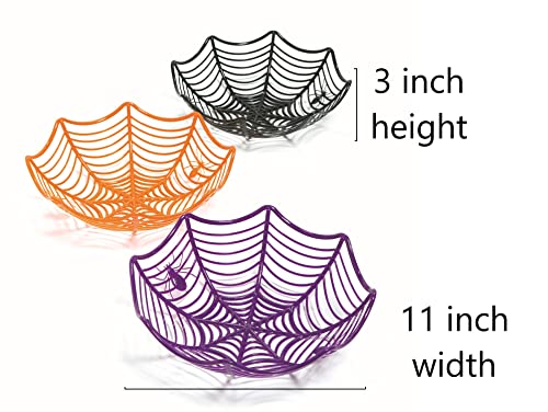 Halloween Spider Web Candy Bowls Set - 3 Plastic Trick-or-Treat Baskets