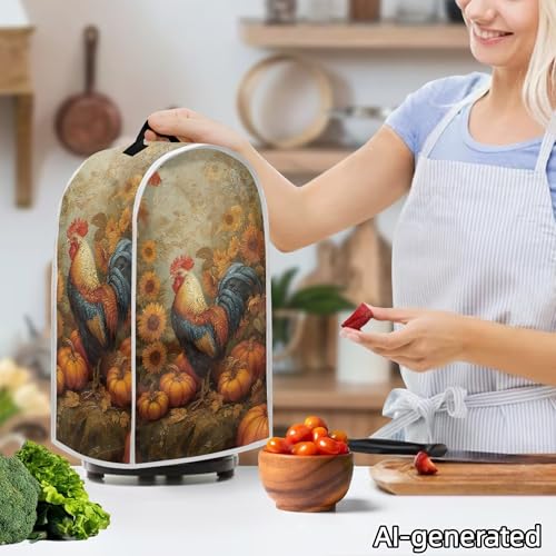 Fall Chicken Pumpkin Retro Blender Dust Cover with Handle - Kitchen Protector