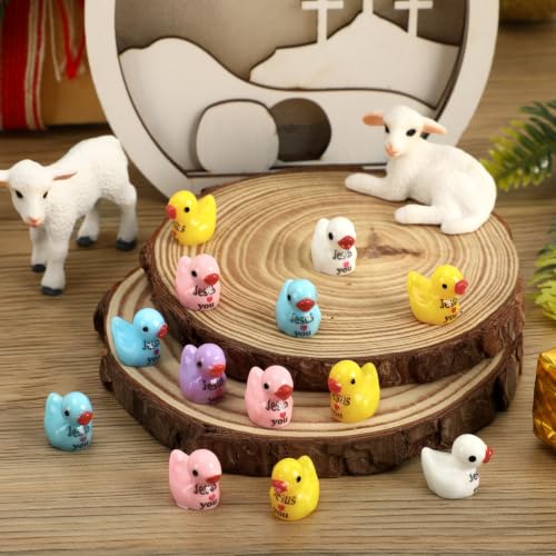 Mini Jesus Resin Ducks - Jesus Loves You Style, 80 Pack Faith Symbols